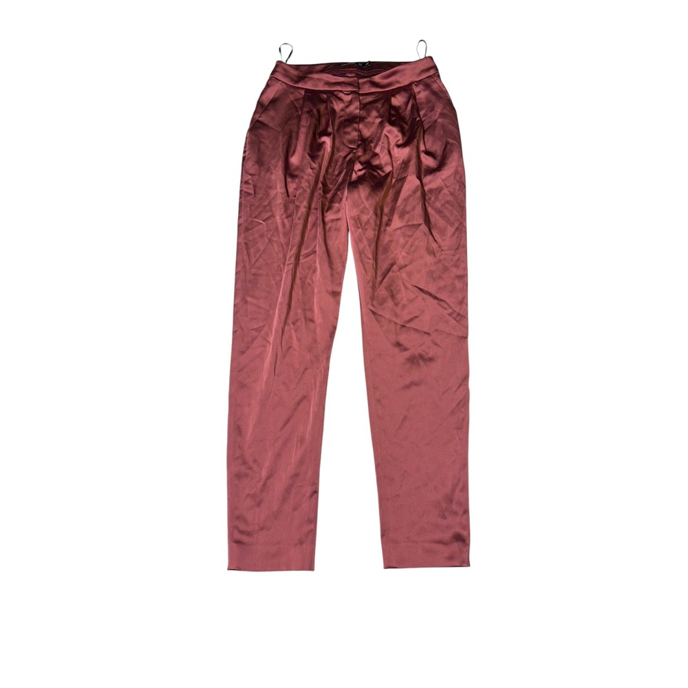 Karen Millen Mauve Satin High Waisted Pleated Tapered Trousers Womens 6 W28 L29